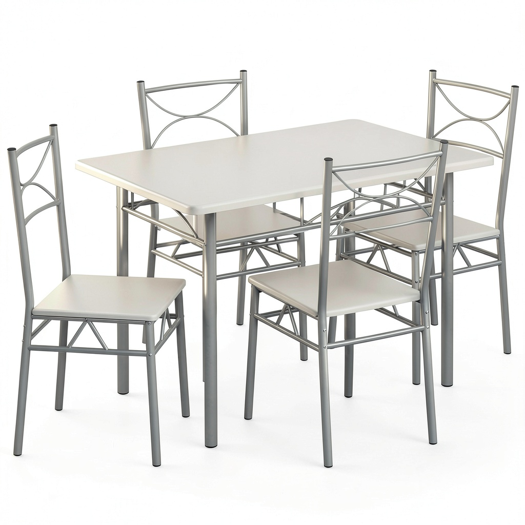 Set da Pranzo 5 Pezzi Casaria® Paul con Tavolo e 4 Sedie per Sala e Cucina