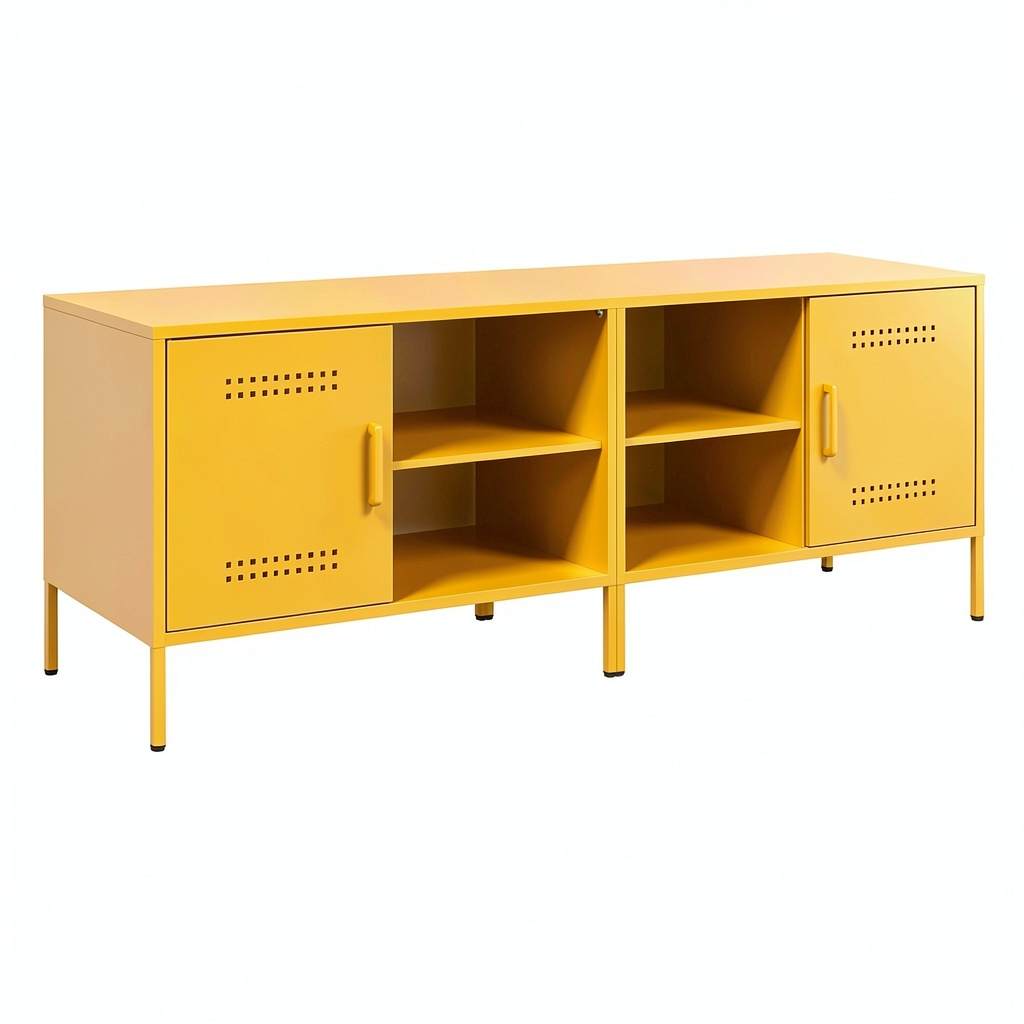 Mobile Porta TV 2 Pezzi in Acciaio Senape 68x39x50,5 cm