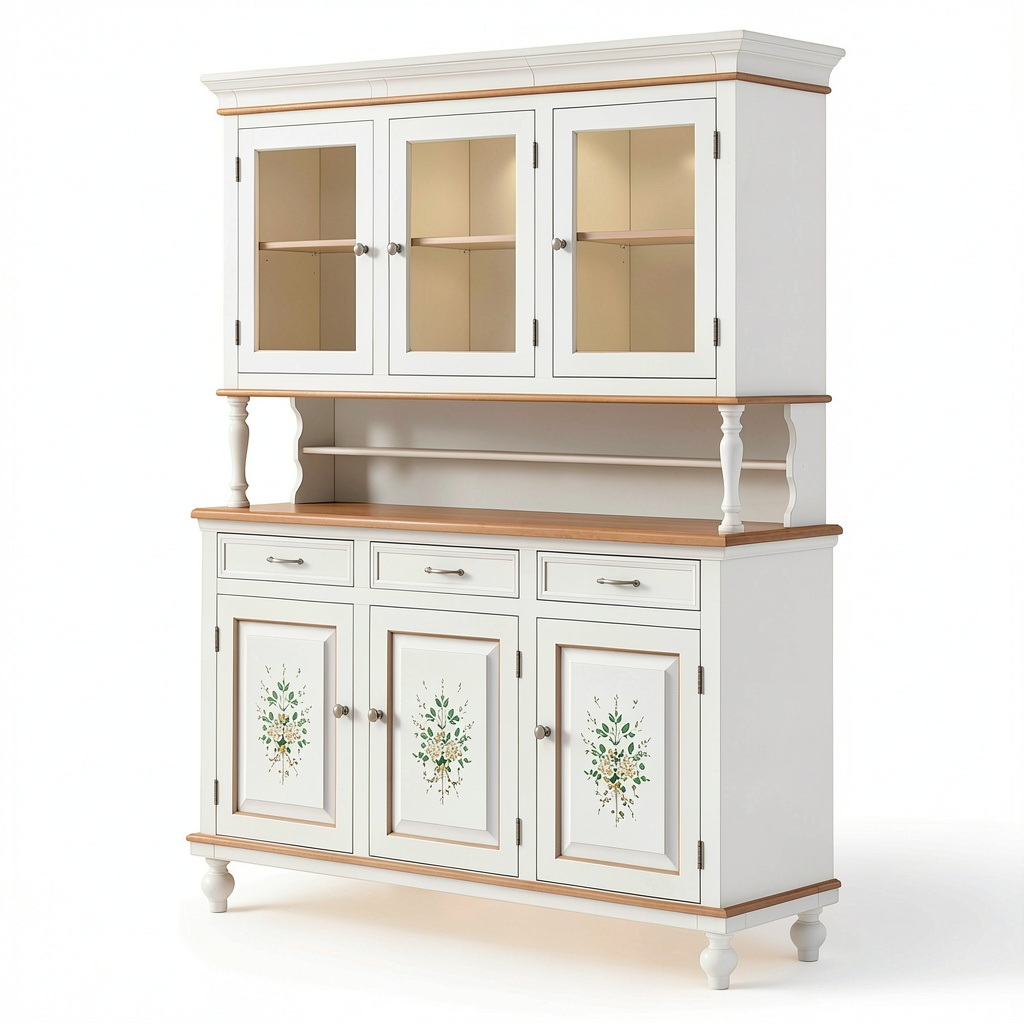 Credenza Napoletana con Vetrina Decorata Stile Classico