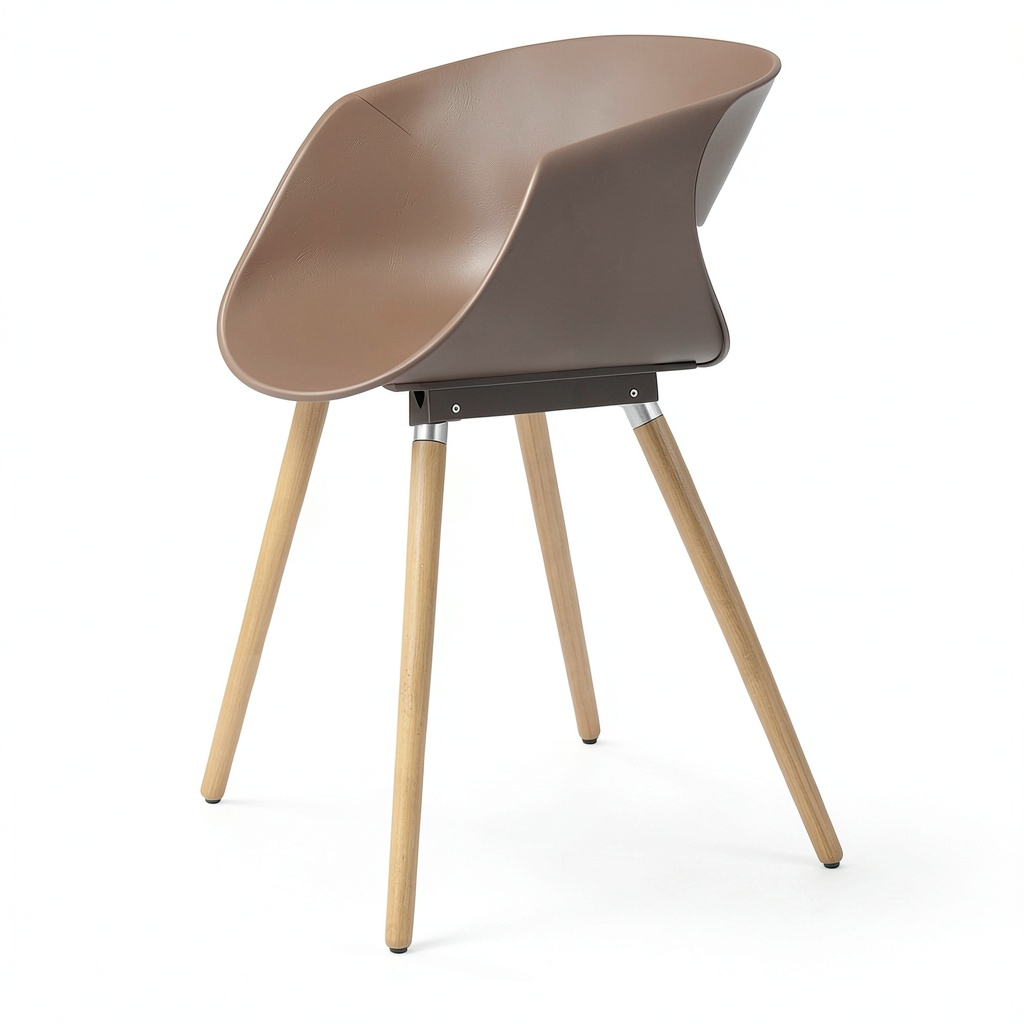 Set di 4 Sedie DILETTA in Polipropilene con Gambe in Faggio, Resistenti UV, Design Moderno per Interni