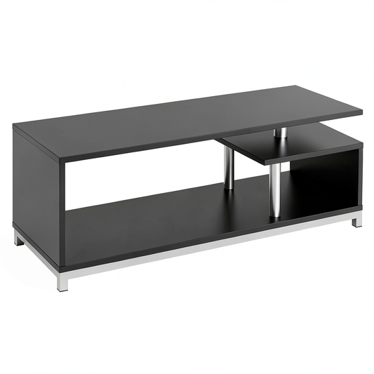 HOMCOM Mobile TV in Legno Moderno, Tavolino Basso da Salotto 114x40x40.5cm, Colore Nero