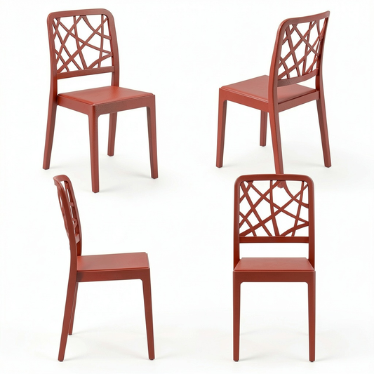 Set di 4 sedie in polipropilene made in Italy, impilabili, resistenti UV, design contemporaneo per interni ed esterni