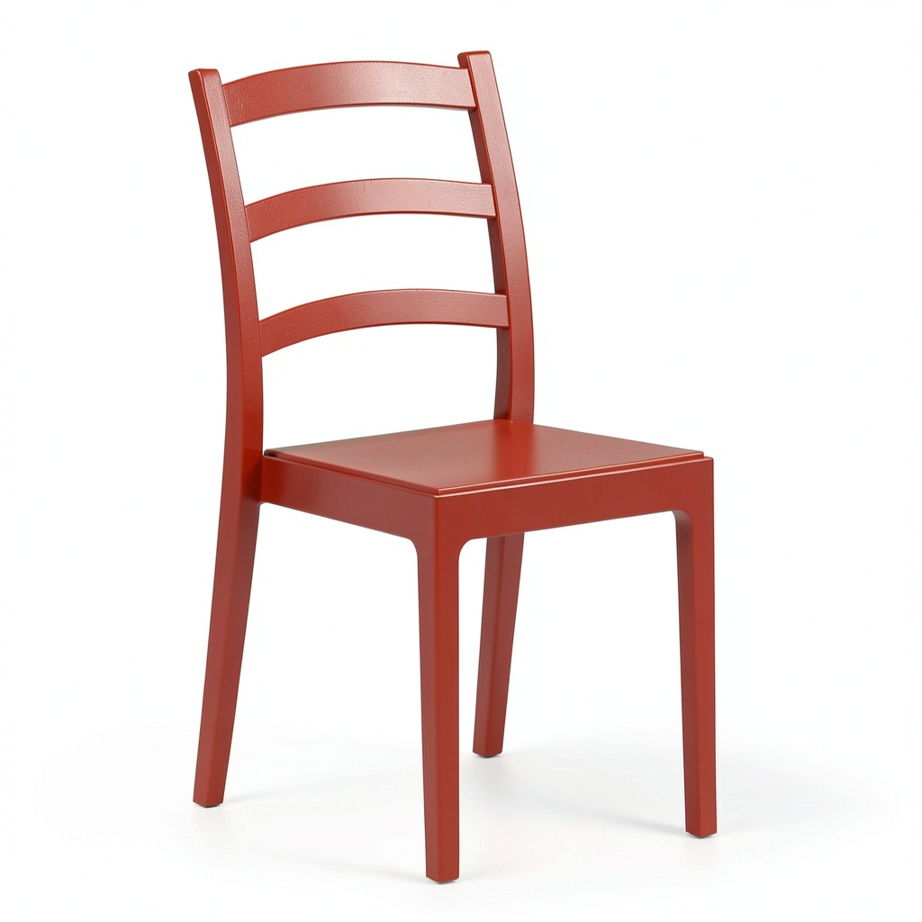 Set di 6 sedie impilabili in polipropilene, design rustico, ideali per interni ed esterni, resistenti ai raggi UV, colore Rosso Mattone