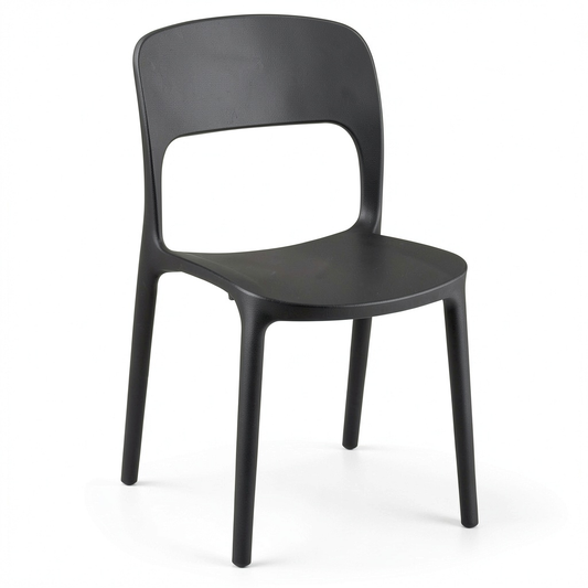 Set di 6 Sedie KATE in Polipropilene Impilabili, Resistenti ai Raggi UV, Design Moderno per Interni ed Esterni, Antracite