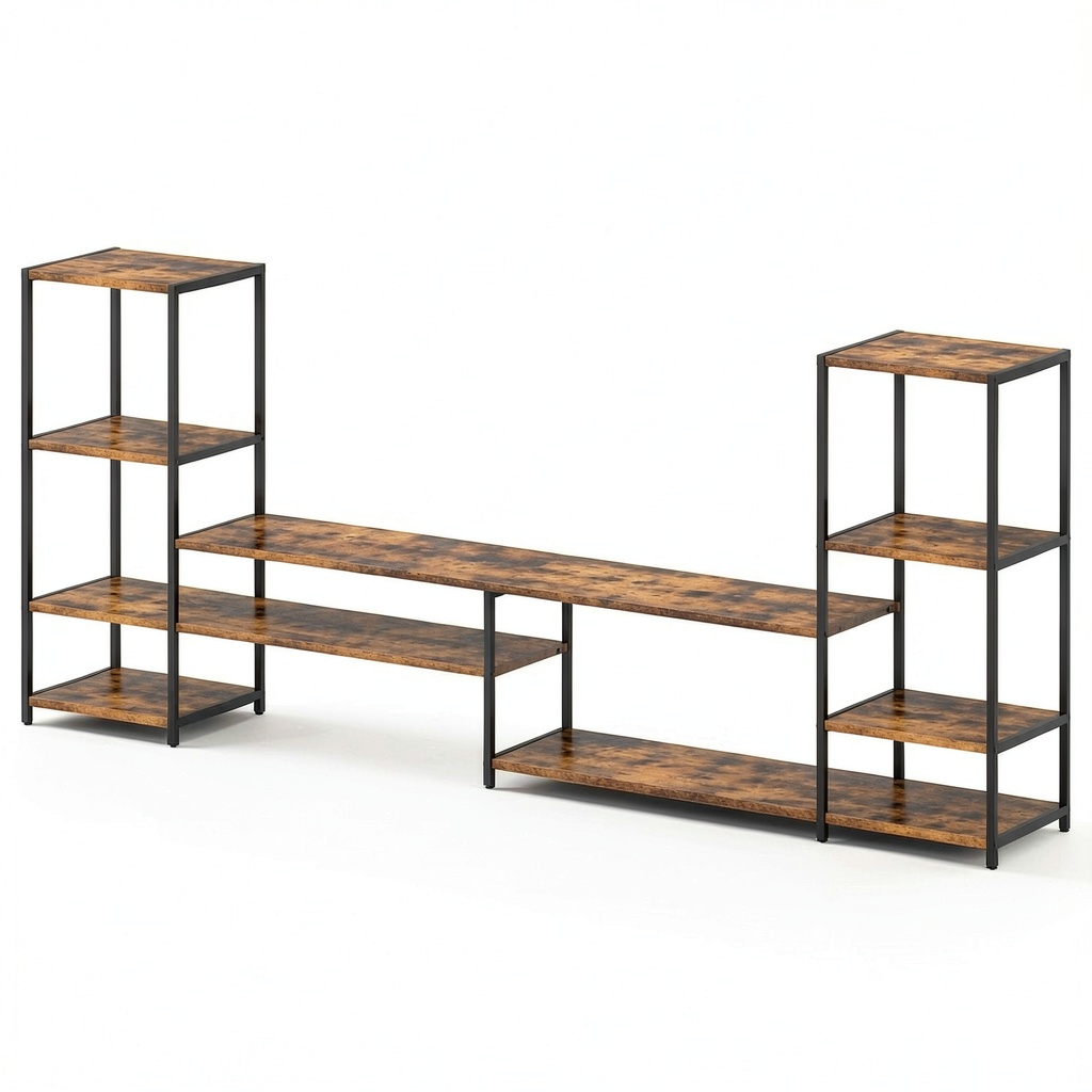 Mobili TV Vicco Fyrk, Legno Vintage, 226x93 cm, con Ripiani Aperto per Dispositivi Multimediali