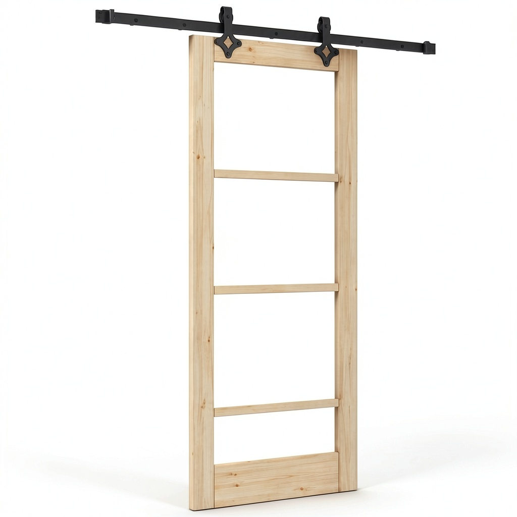 Gecheer Porta Scorrevole Moderna in Legno e Metallo Marrone 73,5x198,5 cm, Facile Installazione con Accessori Completi per Soggiorno e Sala da Pranzo