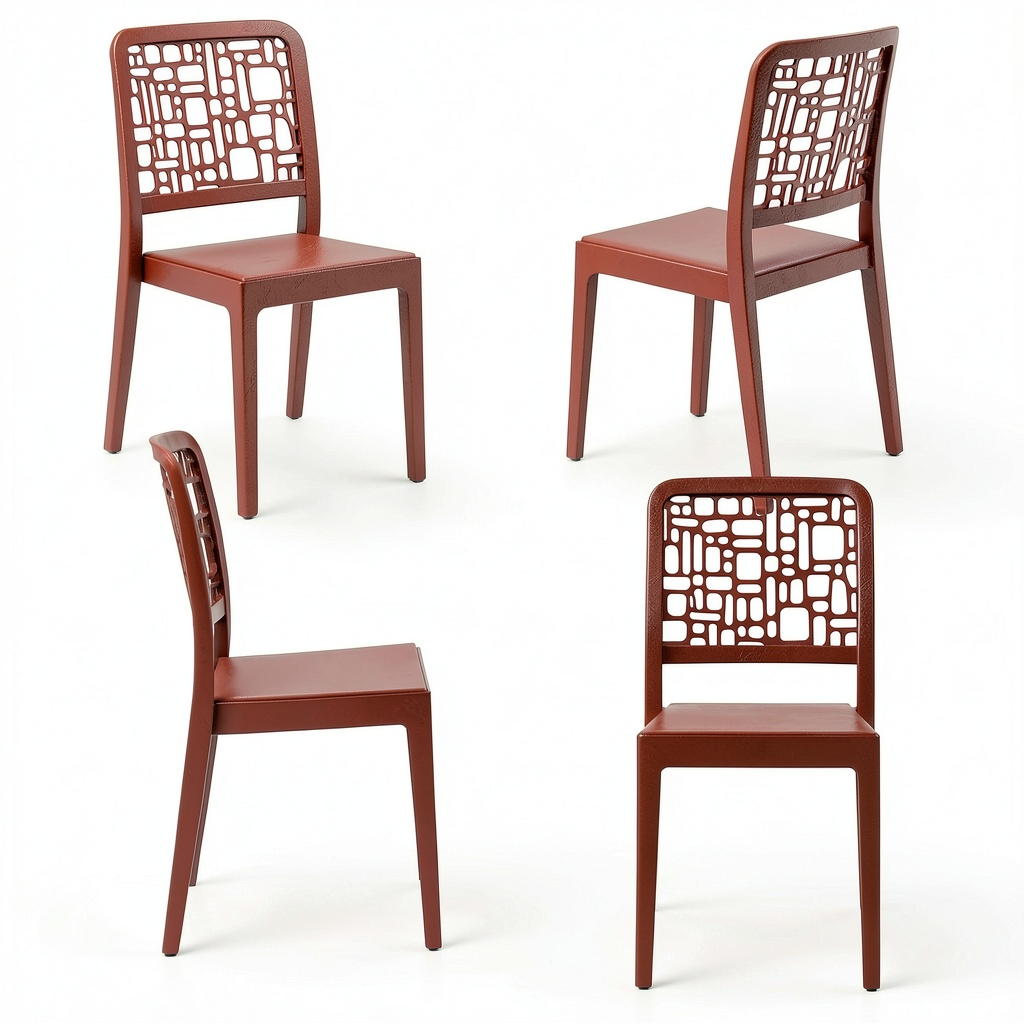 Set di 4 Sedie Impilabili in Polipropilene MEDEA, Design Moderno, Resistenza ai Raggi UV, Idrorepellente, Made in Italy, per Interni ed Esterni (Rosso Mattone)