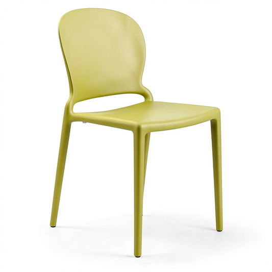 Set di 4 Sedie Impilabili JASMINE in Polipropilene UV Resistenti, Design Moderno per Interni ed Esterni, Giallo Limone
