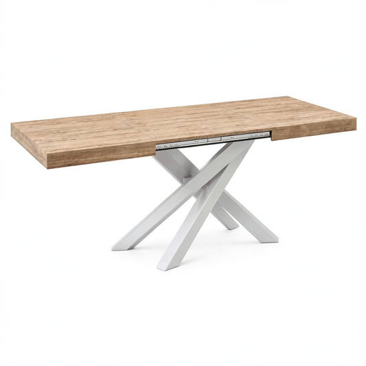 Tavolo Allungabile Emma 140-220 cm Quercia e Bianco per 6-10 Persone