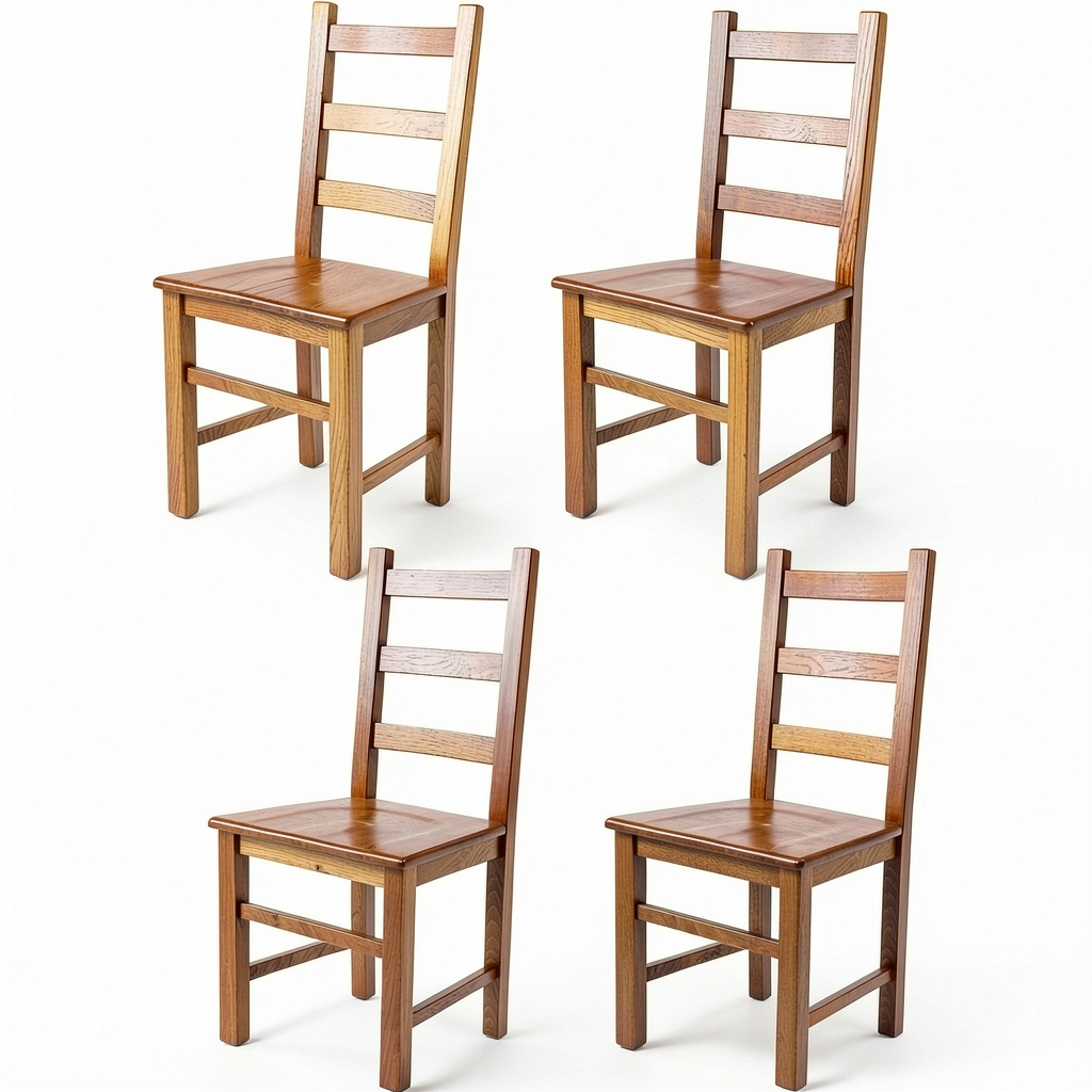 Set di 4 Sedie Rustica in Legno di Faggio per Cucina e Sala da Pranzo