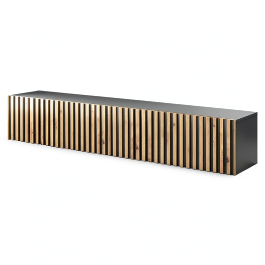 TELIRE - TV Mobile 175 cm - Nero e Rovere Artisan