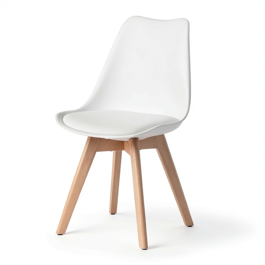 Set di 6 Sedie da Pranzo Imbottite con Gambe in Faggio, Ideali per Casa e Cucina, Colore Bianco