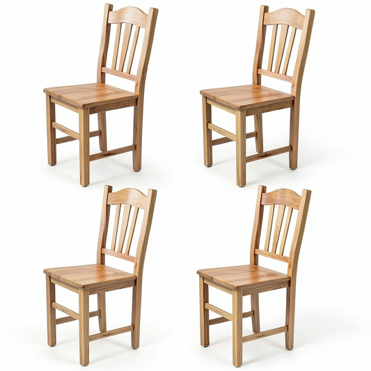 Set di 4 Sedie Silvana in Legno di Faggio per Cucina e Sala da Pranzo