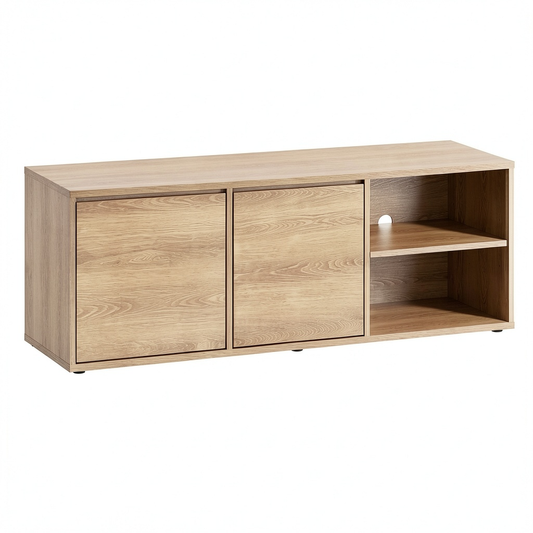 Mobile TV con Ante e Vani in Rovere, 130x40x46 cm
