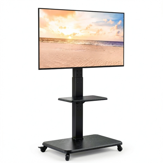 Carrello TV Mobile Perlegear per Schermi 32-75 Pollici, Inclinabile e Girevole, Altezza Regolabile con Ruote, Supporto fino a 50KG, VESA 600x400 mm