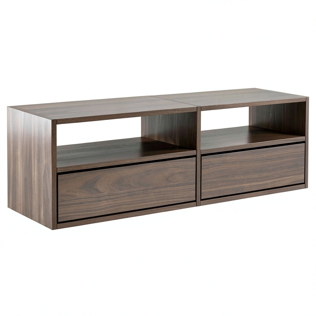 Mobile TV Selsey Lowboard in Noce Moderna, 100x30x30 cm, Soggiorno con Ante a Pressione