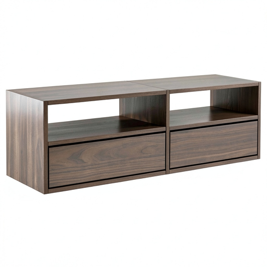 Mobile TV Selsey Lowboard in Noce Moderna, 100x30x30 cm, Soggiorno con Ante a Pressione