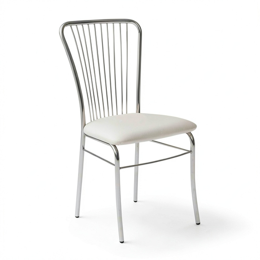 Set di 2 sedie moderne in ecopelle bianca, ideali per sala da pranzo, cucina o salotto, dimensioni 54x45x93 cm