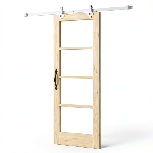 Set Porta Scorrevole in Legno di Pino 73,5x198,5 cm per Interni, Inclusi Kit di Montaggio Completo