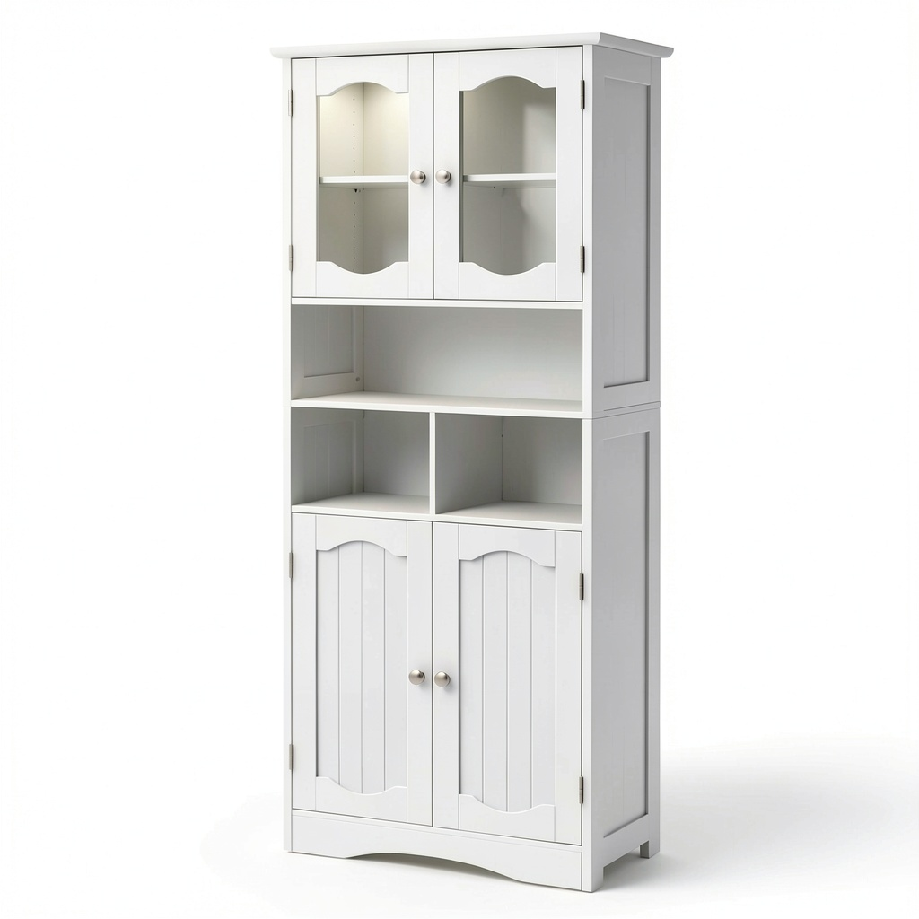 Mobile alto multiuso con ripiani regolabili e 2 ante 60x30x148,5 cm