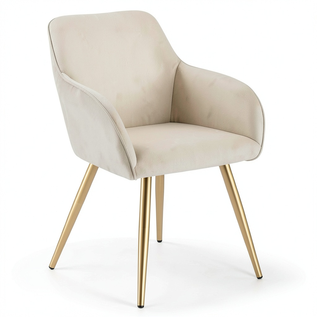 Set di 4 sedie da pranzo in velluto con imbottitura morbida, design ergonomico e moderno - Crema/Oro